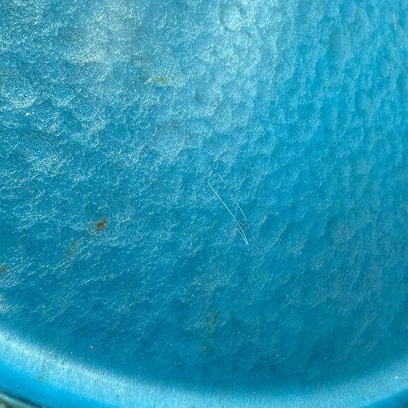 Vintage Moire Glaze Kyes Blue Serving Platter Tray with Handles 12.75” Round MCM - Picture 5 of 8